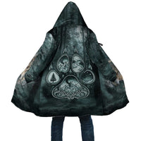 Spirit Guide Wolf Cloak with Forest Background Tribal Paw Print with Nature Symbols Native American - Wonder Print Shop