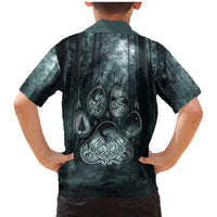 Spirit Guide Wolf Family Matching Mermaid Dress and Hawaiian Shirt with Forest Background Tribal Paw Print with Nature Symbols Native American - Wonder Print Shop