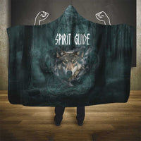 Spirit Guide Wolf Hooded Blanket with Forest Background Tribal Paw Print with Nature Symbols Native American - Wonder Print Shop