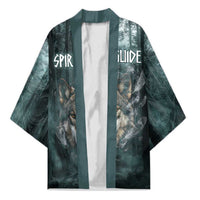 Spirit Guide Wolf Kimono with Forest Background Tribal Paw Print with Nature Symbols Native American - Wonder Print Shop