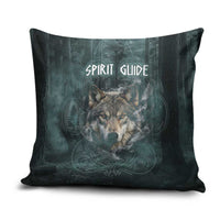 Spirit Guide Wolf Pillow Cover with Forest Background Tribal Paw Print with Nature Symbols Native American - Wonder Print Shop