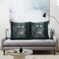 Spirit Guide Wolf Pillow Cover with Forest Background Tribal Paw Print with Nature Symbols Native American - Wonder Print Shop