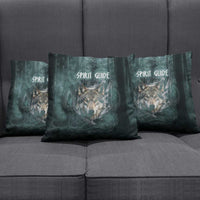 Spirit Guide Wolf Pillow Cover with Forest Background Tribal Paw Print with Nature Symbols Native American - Wonder Print Shop