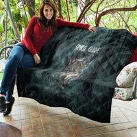Spirit Guide Wolf Quilt with Forest Background Tribal Paw Print with Nature Symbols Native American - Wonder Print Shop