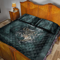 Spirit Guide Wolf Quilt Bed Set with Forest Background Tribal Paw Print with Nature Symbols Native American - Wonder Print Shop