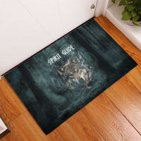 Spirit Guide Wolf Rubber Doormat with Forest Background Tribal Paw Print with Nature Symbols Native American - Wonder Print Shop