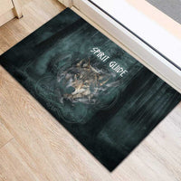Spirit Guide Wolf Rubber Doormat with Forest Background Tribal Paw Print with Nature Symbols Native American - Wonder Print Shop