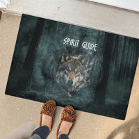 Spirit Guide Wolf Rubber Doormat with Forest Background Tribal Paw Print with Nature Symbols Native American - Wonder Print Shop