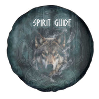 Spirit Guide Wolf Spare Tire Cover with Forest Background Tribal Paw Print with Nature Symbols Native American - Wonder Print Shop