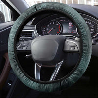 Spirit Guide Wolf Steering Wheel Cover with Forest Background Tribal Paw Print with Nature Symbols Native American - Wonder Print Shop
