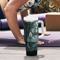 Spirit Guide Wolf Tumbler With Handle with Forest Background Tribal Paw Print with Nature Symbols Native American - Wonder Print Shop