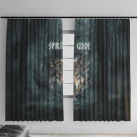 Spirit Guide Wolf Window Curtain with Forest Background Tribal Paw Print with Nature Symbols Native American - Wonder Print Shop