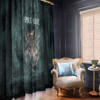 Spirit Guide Wolf Window Curtain with Forest Background Tribal Paw Print with Nature Symbols Native American - Wonder Print Shop