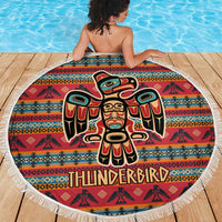 Thunderbird Totem Beach Blanket Native American Geometric Tribal - Pacific Northwest Indigenous Art - Wonder Print Shop