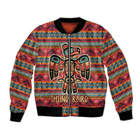 Thunderbird Totem Bomber Jacket Native American Geometric Tribal - Pacific Northwest Indigenous Art - Wonder Print Shop