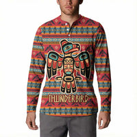 Thunderbird Totem Button Sweatshirt Native American Geometric Tribal - Pacific Northwest Indigenous Art - Wonder Print Shop