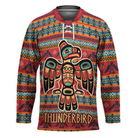 Thunderbird Totem Hockey Jersey Native American Geometric Tribal - Pacific Northwest Indigenous Art - Wonder Print Shop