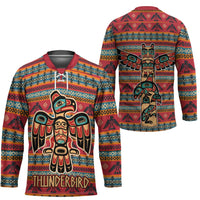 Thunderbird Totem Hockey Jersey Native American Geometric Tribal - Pacific Northwest Indigenous Art - Wonder Print Shop