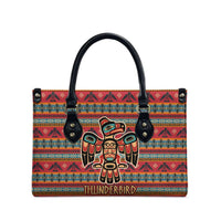 Thunderbird Totem Leather Bag Native American Geometric Tribal - Pacific Northwest Indigenous Art - Wonder Print Shop