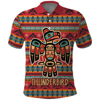 Thunderbird Totem Polo Shirt Native American Geometric Tribal - Pacific Northwest Indigenous Art - Wonder Print Shop