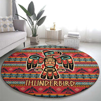 Thunderbird Totem Round Carpet Native American Geometric Tribal - Pacific Northwest Indigenous Art - Wonder Print Shop