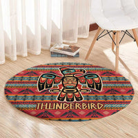 Thunderbird Totem Round Carpet Native American Geometric Tribal - Pacific Northwest Indigenous Art - Wonder Print Shop