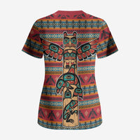 Thunderbird Totem Scrub Top Native American Geometric Tribal - Pacific Northwest Indigenous Art - Wonder Print Shop