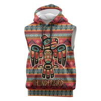 Thunderbird Totem Sleeveless Hoodie Native American Geometric Tribal - Pacific Northwest Indigenous Art - Wonder Print Shop