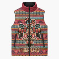 Thunderbird Totem Sleeveless Puffer Jacket Native American Geometric Tribal - Pacific Northwest Indigenous Art - Wonder Print Shop