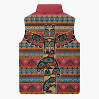 Thunderbird Totem Sleeveless Puffer Jacket Native American Geometric Tribal - Pacific Northwest Indigenous Art - Wonder Print Shop