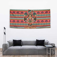 Thunderbird Totem Tapestry Native American Geometric Tribal - Pacific Northwest Indigenous Art - Wonder Print Shop