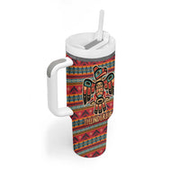 Thunderbird Totem Tumbler With Handle Native American Geometric Tribal - Pacific Northwest Indigenous Art - Wonder Print Shop
