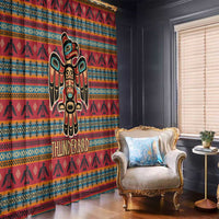 Thunderbird Totem Window Curtain Native American Geometric Tribal - Pacific Northwest Indigenous Art - Wonder Print Shop