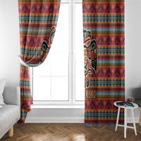 Thunderbird Totem Window Curtain Native American Geometric Tribal - Pacific Northwest Indigenous Art - Wonder Print Shop