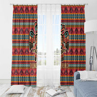 Thunderbird Totem Window Curtain Native American Geometric Tribal - Pacific Northwest Indigenous Art - Wonder Print Shop
