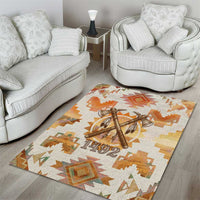 Native American Headdress and Tomahawk Area Rug with 1492 Symbolic Date Traditional Feather Motif Indigenous Heritage - Wonder Print Shop