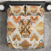 Native American Headdress and Tomahawk Bedding Set with 1492 Symbolic Date Traditional Feather Motif Indigenous Heritage - Wonder Print Shop