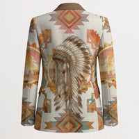 Native American Headdress and Tomahawk Blazer with 1492 Symbolic Date Traditional Feather Motif Indigenous Heritage - Wonder Print Shop