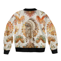 Native American Headdress and Tomahawk Bomber Jacket with 1492 Symbolic Date Traditional Feather Motif Indigenous Heritage - Wonder Print Shop