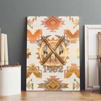 Native American Headdress and Tomahawk Canvas Wall Art with 1492 Symbolic Date Traditional Feather Motif Indigenous Heritage - Wonder Print Shop