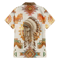 Native American Headdress and Tomahawk Family Matching Short Sleeve Bodycon Dress and Hawaiian Shirt with 1492 Symbolic Date Traditional Feather Motif Indigenous Heritage - Wonder Print Shop
