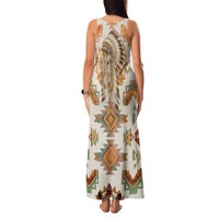 Native American Headdress and Tomahawk Family Matching Tank Maxi Dress and Hawaiian Shirt with 1492 Symbolic Date Traditional Feather Motif Indigenous Heritage - Wonder Print Shop