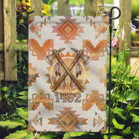 Native American Headdress and Tomahawk Garden Flag with 1492 Symbolic Date Traditional Feather Motif Indigenous Heritage - Wonder Print Shop