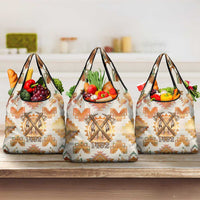 Native American Headdress and Tomahawk Grocery Bag with 1492 Symbolic Date Traditional Feather Motif Indigenous Heritage - Wonder Print Shop