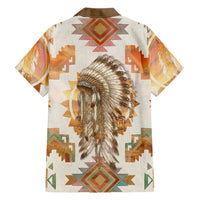 Native American Headdress and Tomahawk Hawaiian Shirt with 1492 Symbolic Date Traditional Feather Motif Indigenous Heritage - Wonder Print Shop