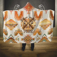 Native American Headdress and Tomahawk Hooded Blanket with 1492 Symbolic Date Traditional Feather Motif Indigenous Heritage - Wonder Print Shop