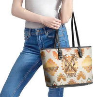 Native American Headdress and Tomahawk Leather Tote Bag with 1492 Symbolic Date Traditional Feather Motif Indigenous Heritage - Wonder Print Shop
