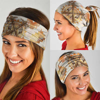 Native American Headdress and Tomahawk Neck Gaiter with 1492 Symbolic Date Traditional Feather Motif Indigenous Heritage - Wonder Print Shop