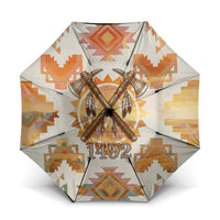 Native American Headdress and Tomahawk Umbrella with 1492 Symbolic Date Traditional Feather Motif Indigenous Heritage - undefined