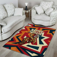 Native American Warrior Area Rug with Tribal Geometric Pattern Bold Sunset Mountain - Wonder Print Shop
